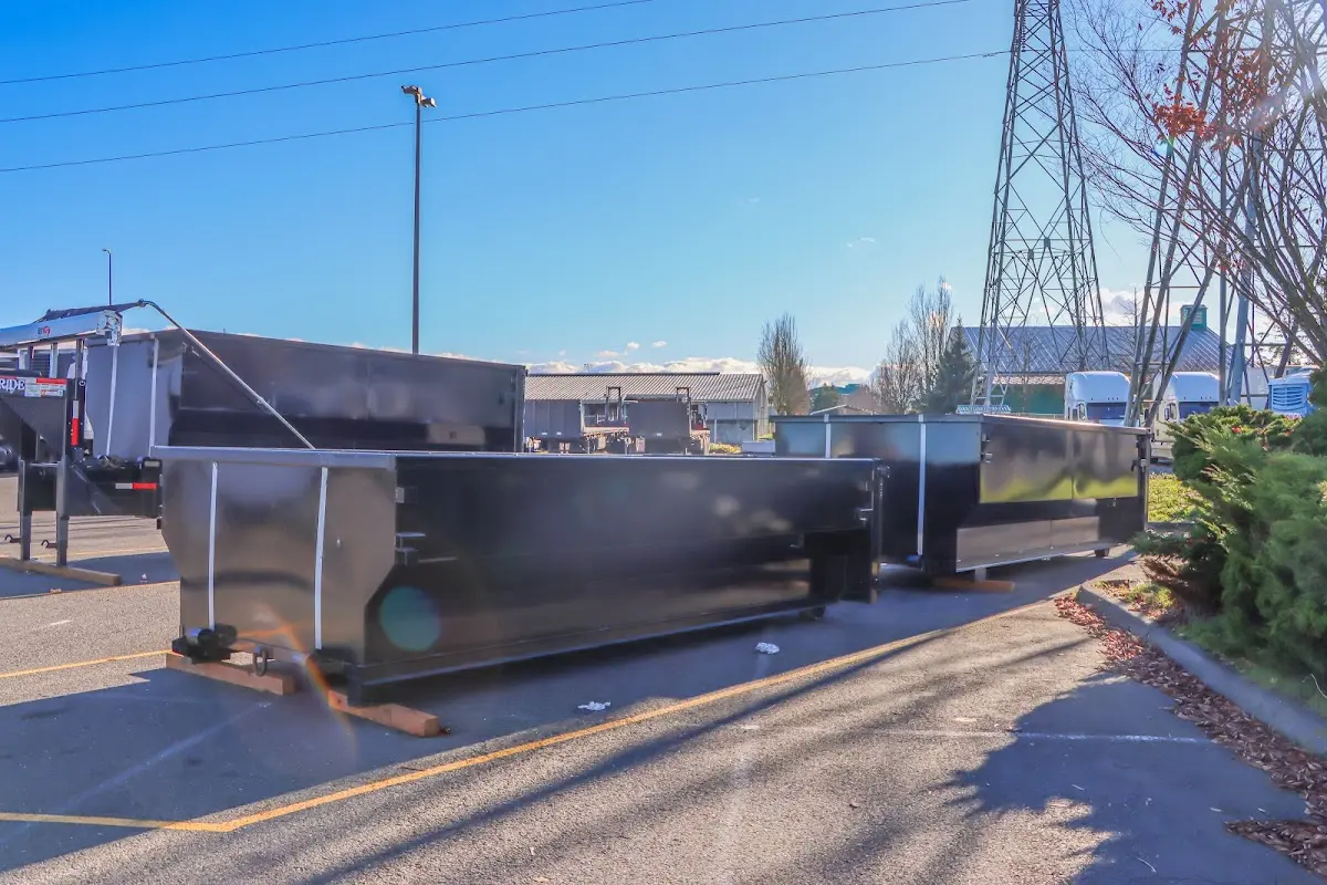 Roll-off dumpster ready for waste disposal at job site for 10 Yard Dumpster Rental in Erwin
